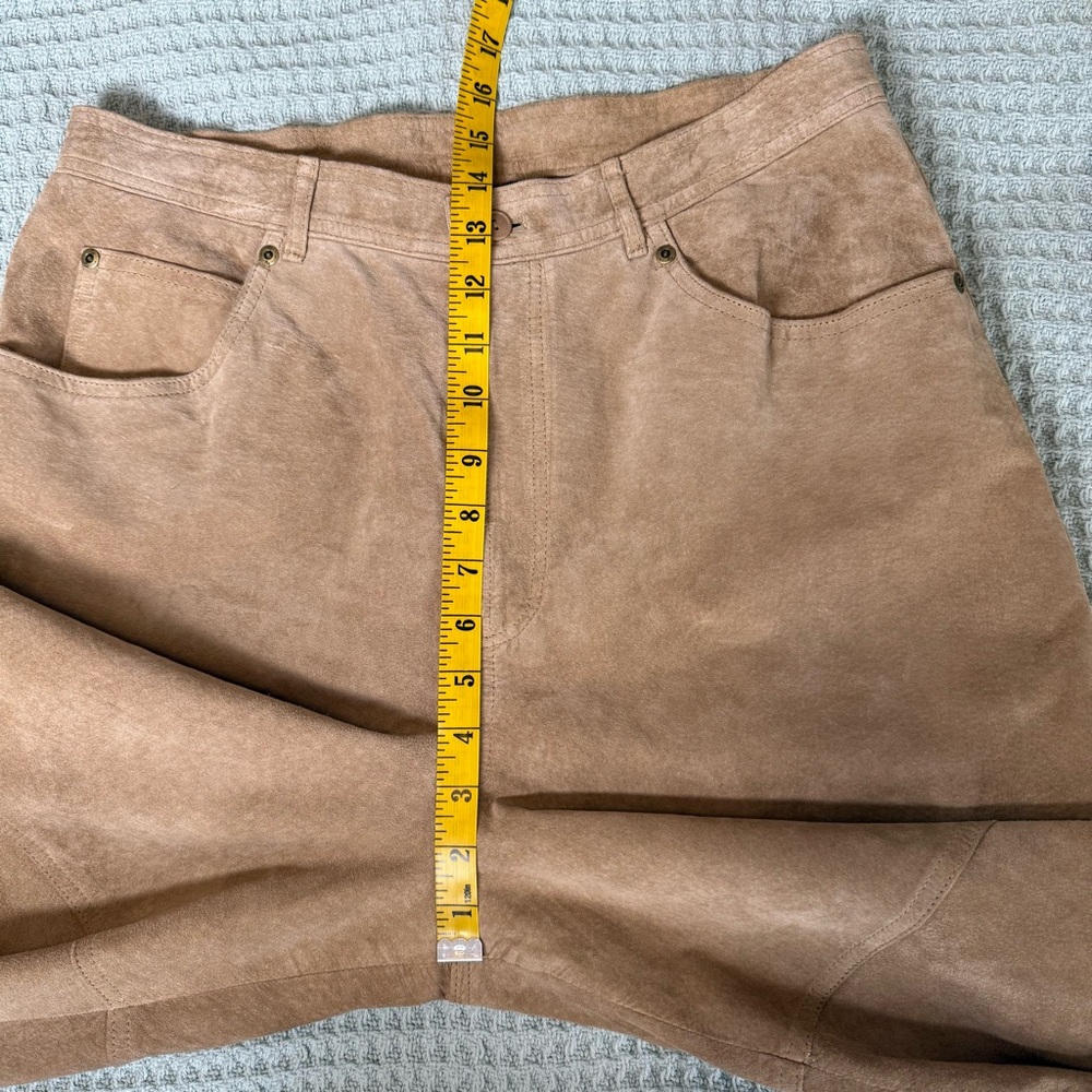 Vintage Lauren Ralph Lauren Suede Pants Womens 14 100% Leather Tan LRL Western - Picture 9 of 10